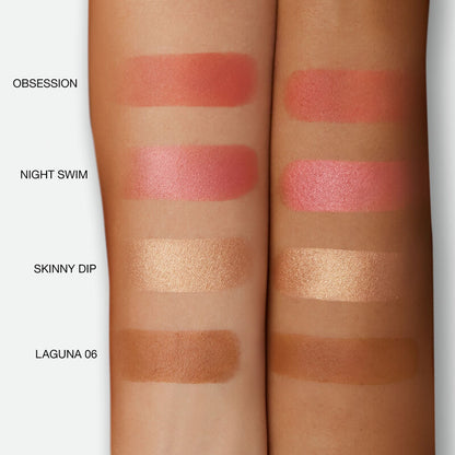 NARS Hot Escape Cheek Palette arm swatches on two skin tones