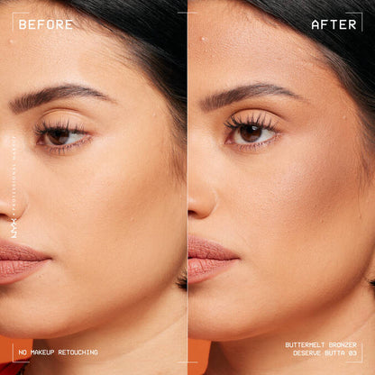 NYX Buttermelt Bronzer before and after contour effect
