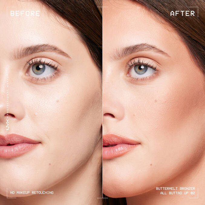 NYX Buttermelt Bronzer cheek contour before and after