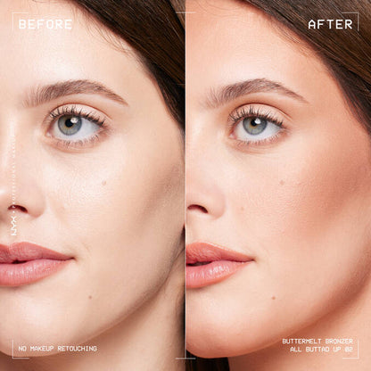 NYX Buttermelt Bronzer cheek contour before and after