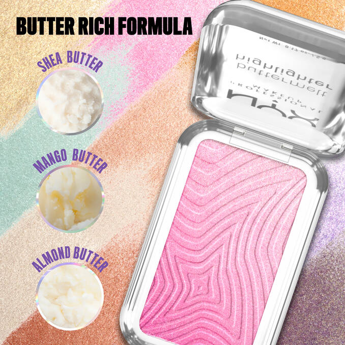NYX Buttermelt Highlighter butter rich formula with shea mango almond butter