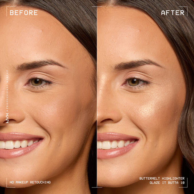 NYX Buttermelt Highlighter radiant cheek glow before and after