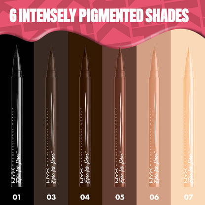 NYX Epic Ink Waterproof Liquid Eyeliner available in 6 pigmented shades
