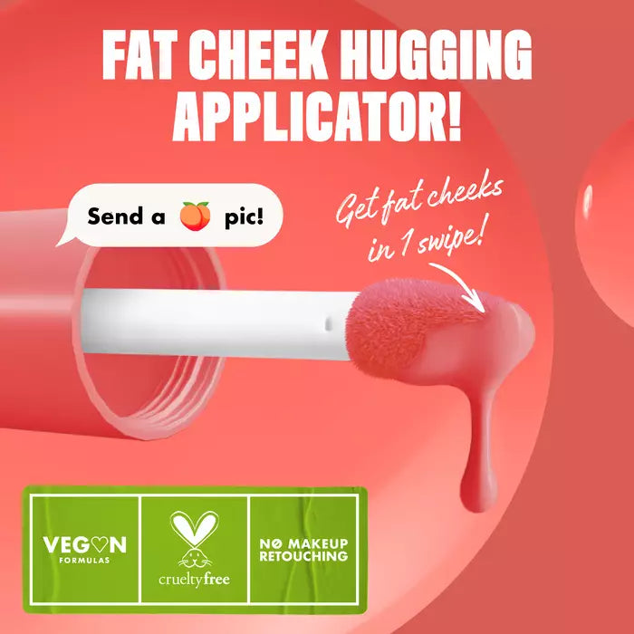NYX Fat Cheeks Juicy Liquid Blush cheek-hugging applicator for smooth, even color.