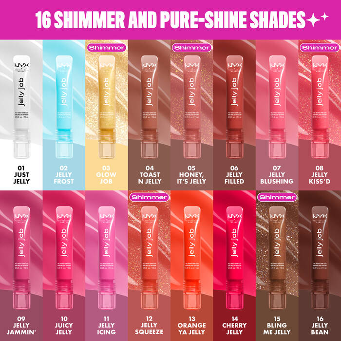 NYX Jelly Job High Shine Gloss 16 shimmer and pure shine shades