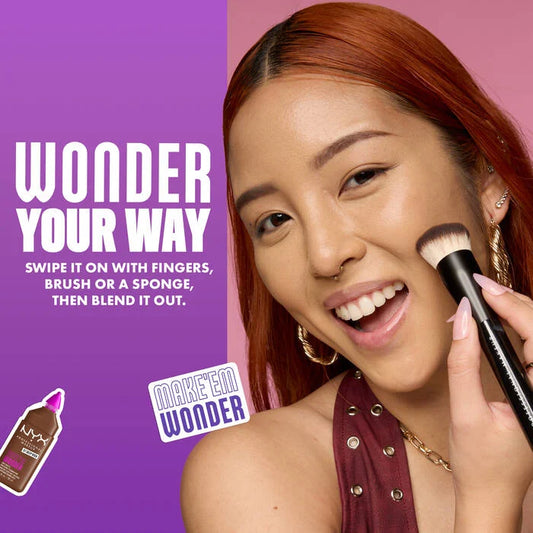NYX Make Em Wonder Foundation applied with fingers brush or sponge