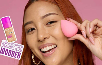 NYX Make Em Wonder Foundation applied with makeup sponge