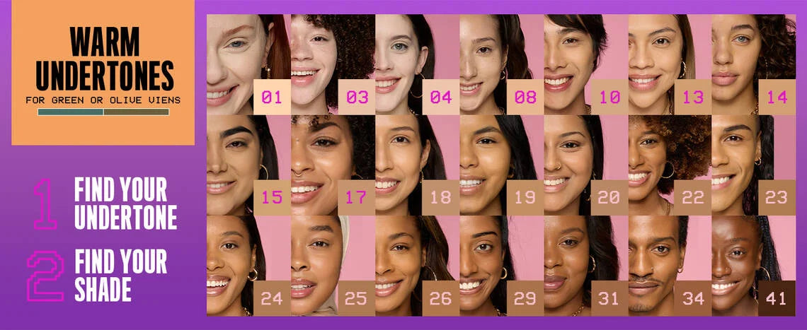 NYX Make Em Wonder Foundation warm undertone shade guide