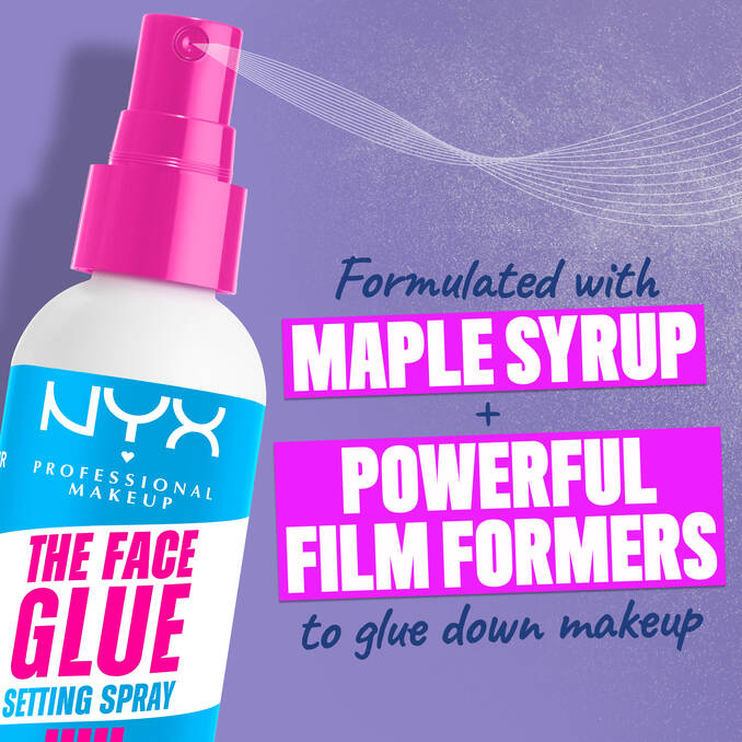 NYX The Face Glue setting spray formulated with maple syrup