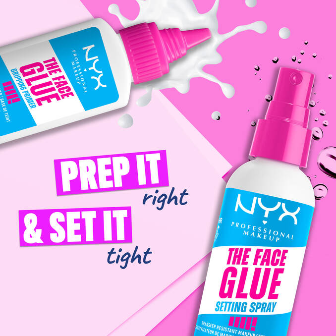 NYX The Face Glue setting spray prep and set makeup routine