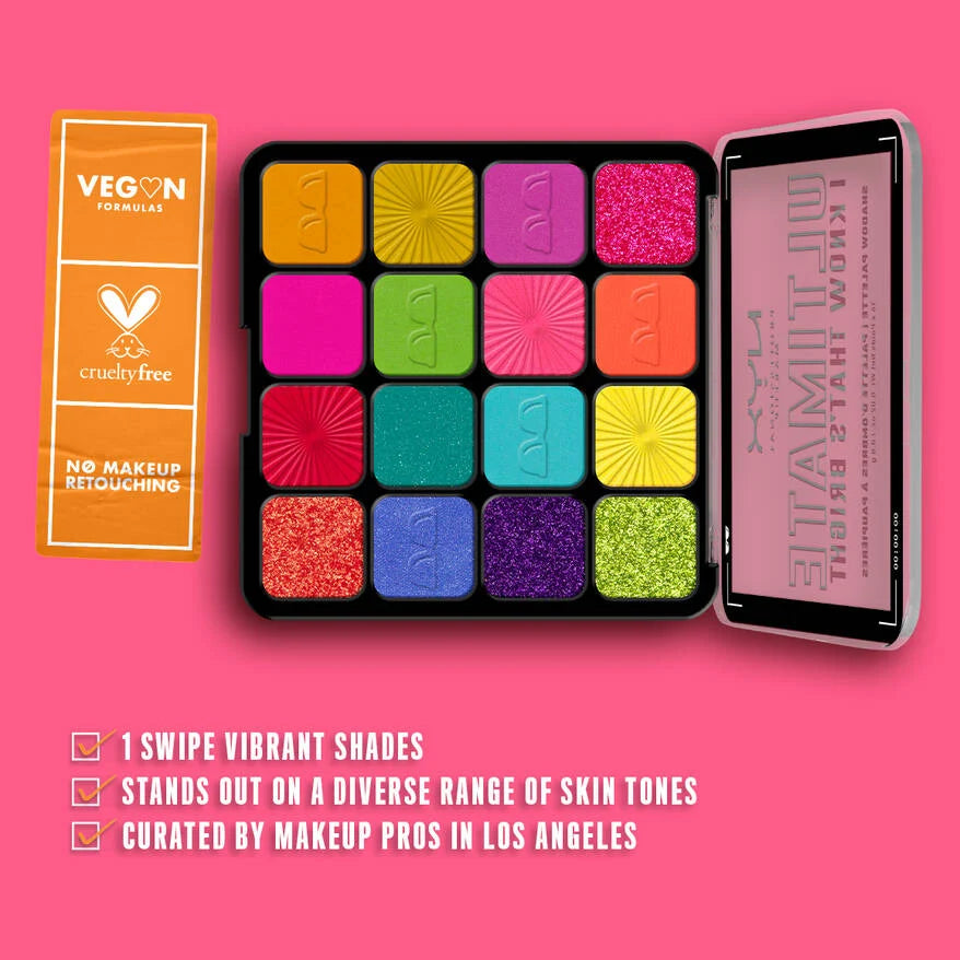 NYX Ultimate eyeshadow palette with vibrant colorful shades