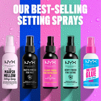 NYX setting sprays collection including The Face Glue spray