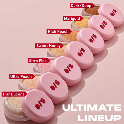 ONE/SIZE Ultimate Blurring Setting Powder full shade lineup from Translucent to Dark Deep