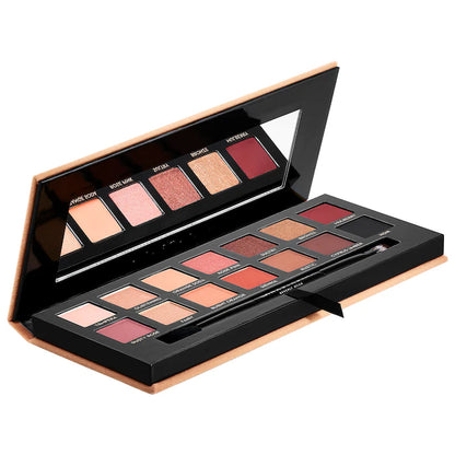 Open Anastasia Beverly Hills Soft Glam Palette with mirror, 14 eyeshadows and dual-ended brush.
