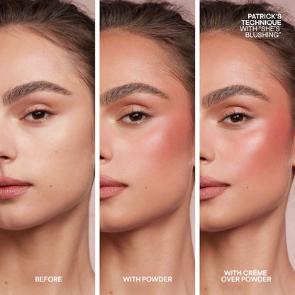 PATRICK TA Blush Duo before powder and crème over powder result