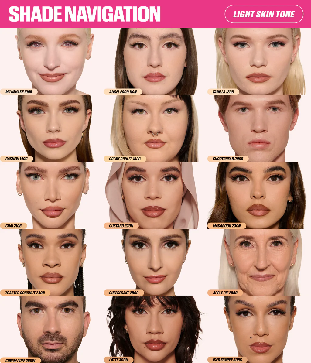 HUDA BEAUTY Easy Blur Foundation natural airbrush shade guide
