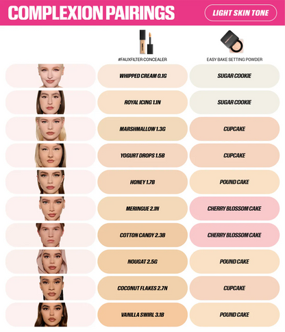 HUDA BEAUTY #FAUXFILTER Luminous Matte Concealer shade guide