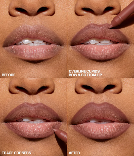 HUDA BEAUTY Lip Contour 2.0 Matte Lip Pencil applied on lips