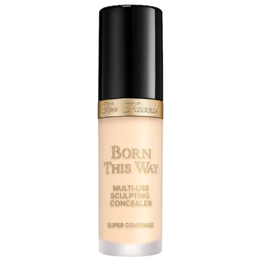 Too Faced Born This Way Super Coverage Concealer in Swan, very fair shade with neutral undertones, bottle on white background