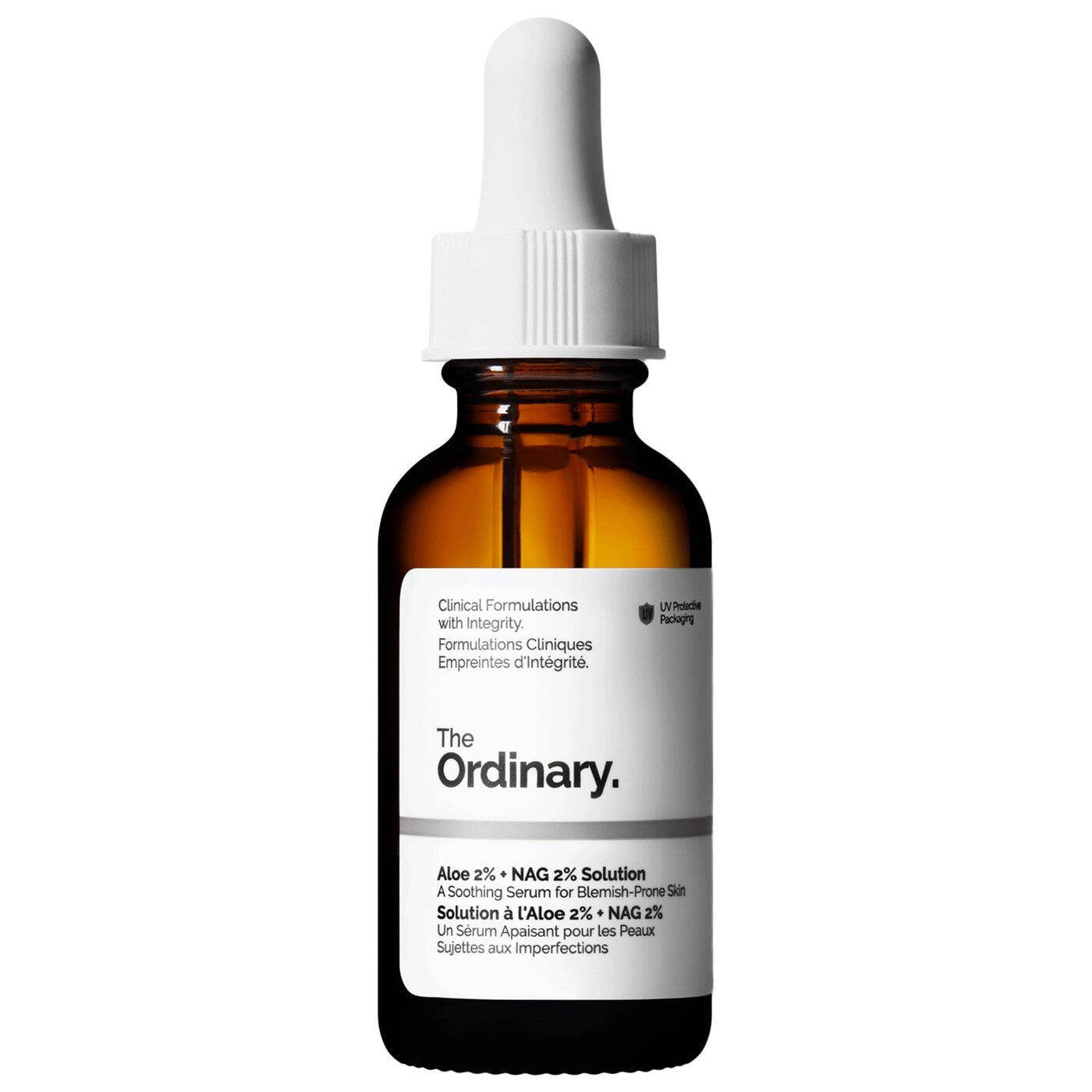 سيروم The Ordinary Aloe 2% + NAG 2% Solution بعبوة قطارة على خلفية بيضاء