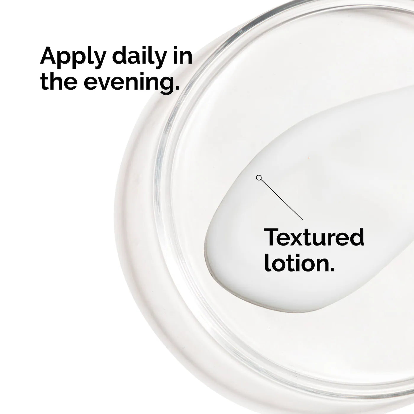 صورة توضيحية لقوام The Ordinary Vitamin C Suspension 23% + HA Spheres 2% مع إرشاد بالاستخدام المسائي اليومي