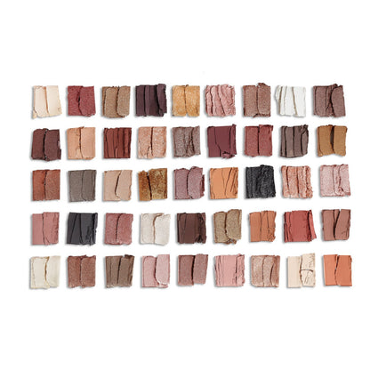 Texture swatches of all 45 eyeshadow shades in Makeup Revolution Maxi Reloaded Large It Up Palette