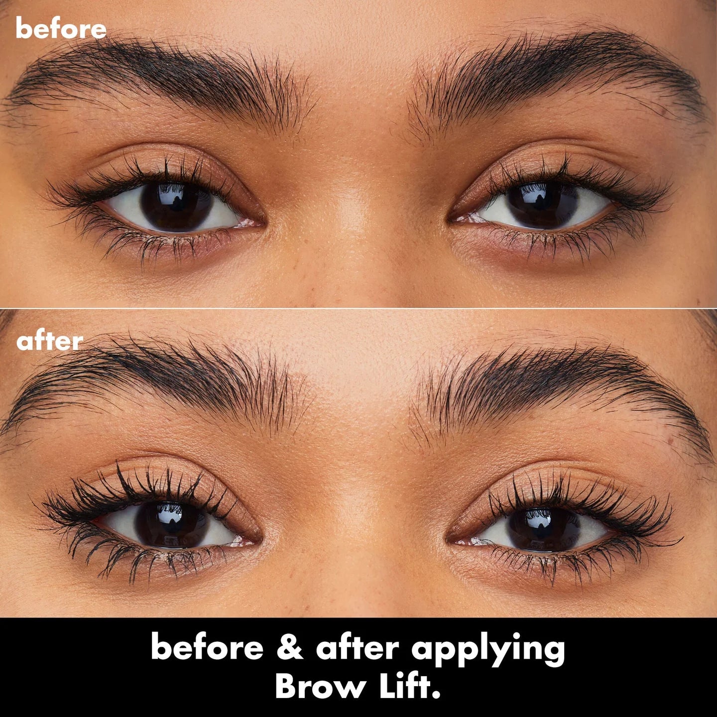 e.l.f. Brow Lift before and after for lifted laminated brows