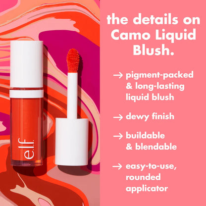 e.l.f. Camo Liquid Blush details pigment packed dewy finish