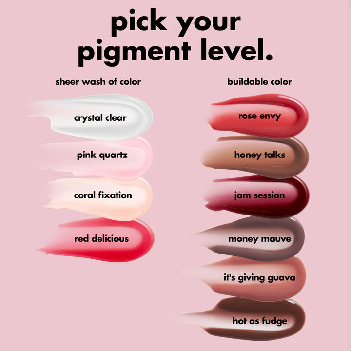 e.l.f. Glow Reviver Lip Oil sheer and buildable color pigment levels