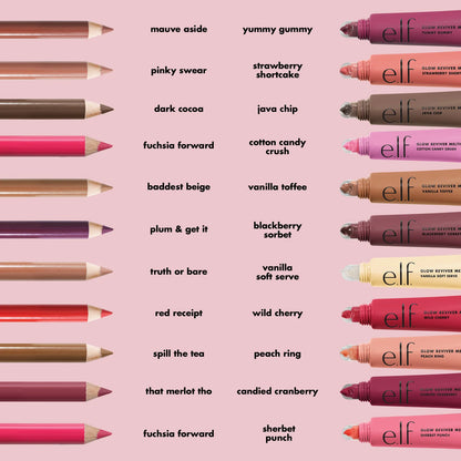 e.l.f. Glow Reviver Melting Lip Balm and lip liner shade pairing guide