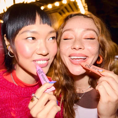 e.l.f. Glow Reviver Melting Lip Balm lifestyle photo with glossy lips