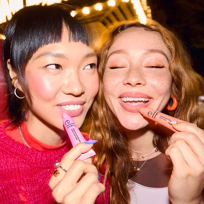 e.l.f. Glow Reviver Melting Lip Balm lifestyle photo with glossy lips
