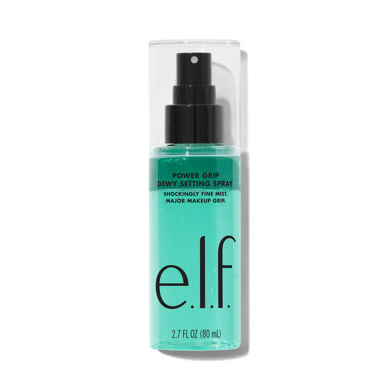 e.l.f. Power Grip Dewy Setting Spray bottle on white background