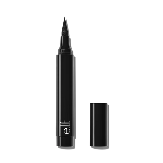 e.l.f. Wide Glide Eyeliner Pen black product image with open felt tip