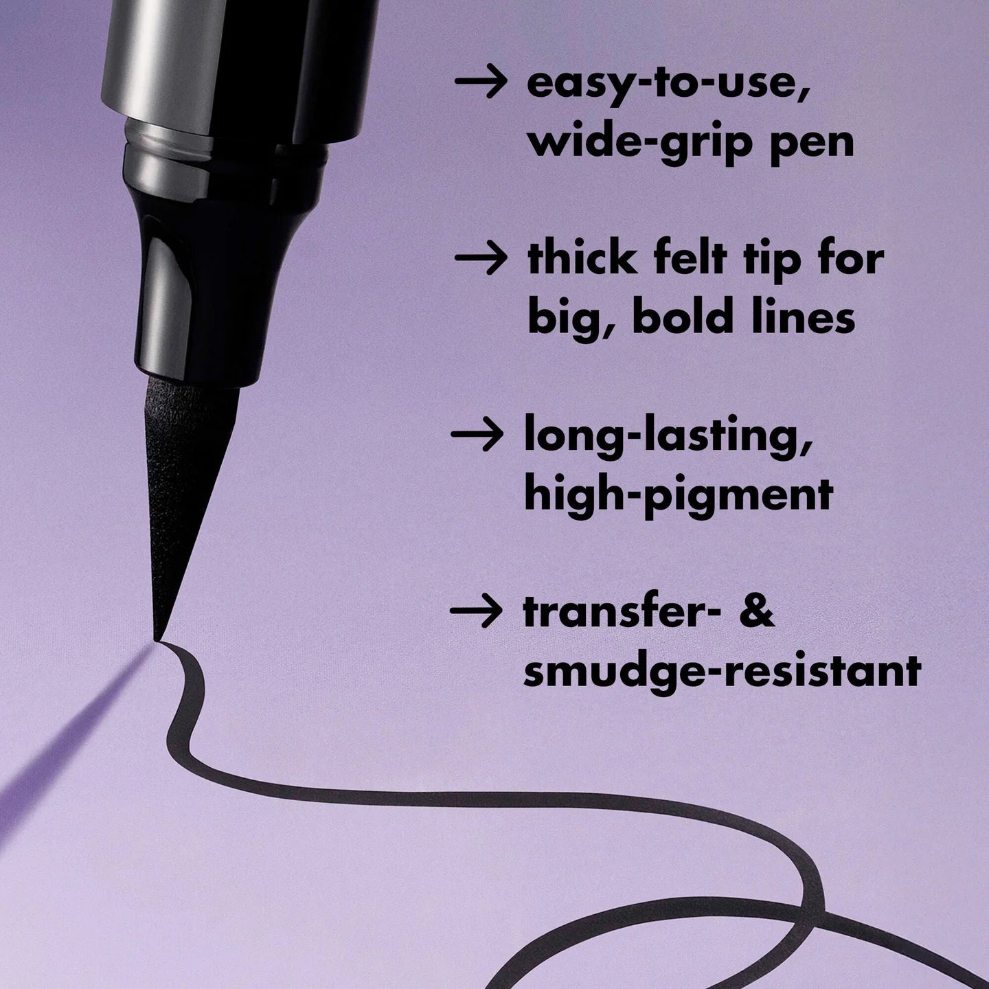 e.l.f. Wide Glide Eyeliner Pen with wide grip and thick felt tip