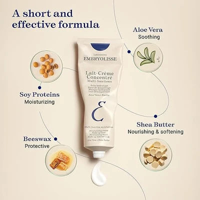 Embryolisse Lait-Crème Concentré key ingredients including aloe vera and shea butter