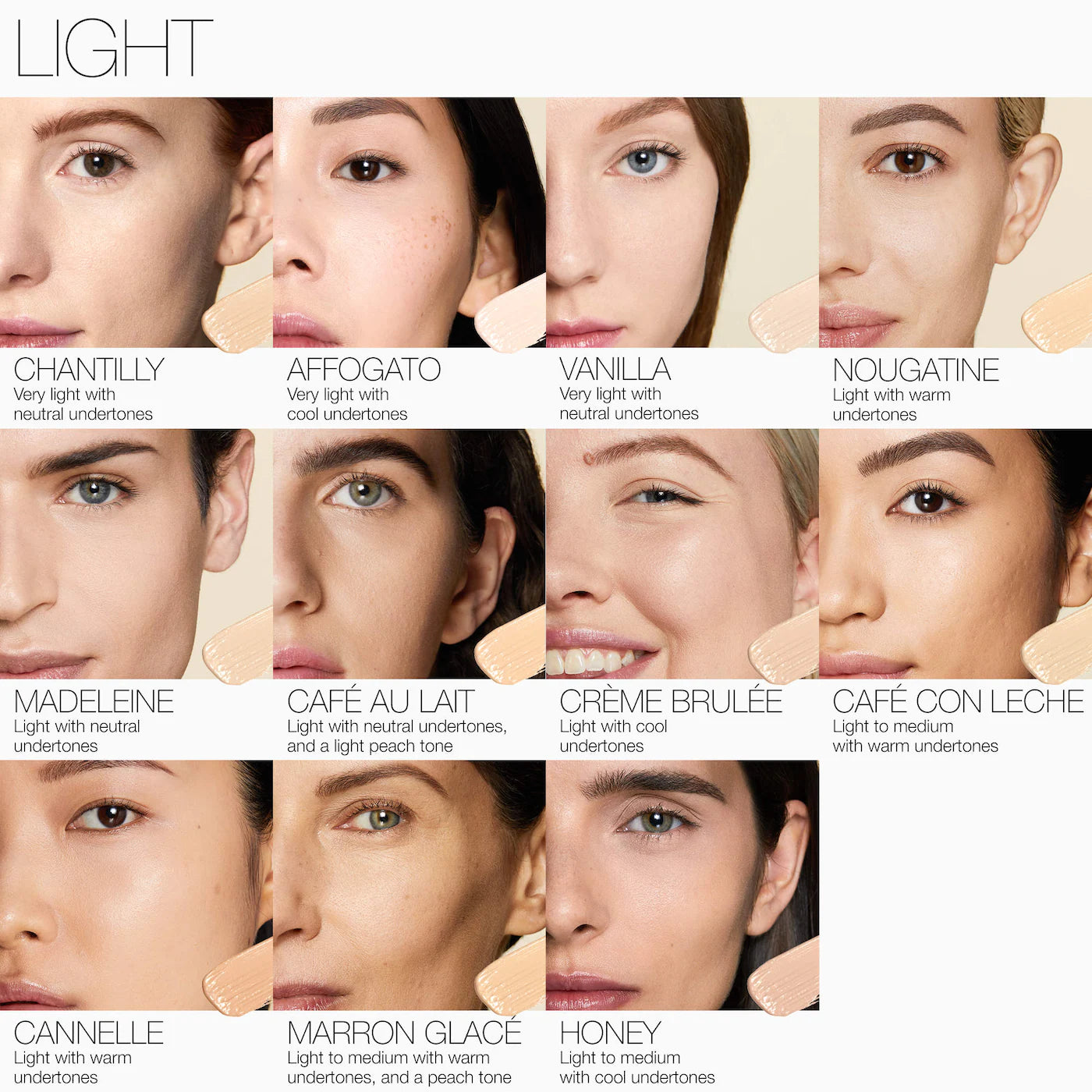 NARS Radiant Creamy Concealer shades guide