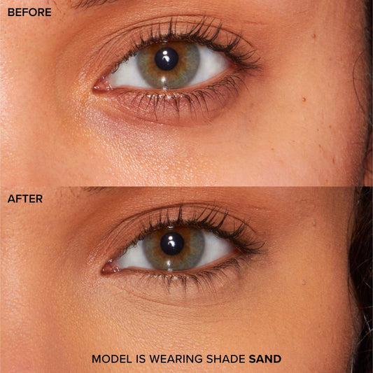 Too Faced Born This Way Super Coverage Concealer applied under eyes before and after