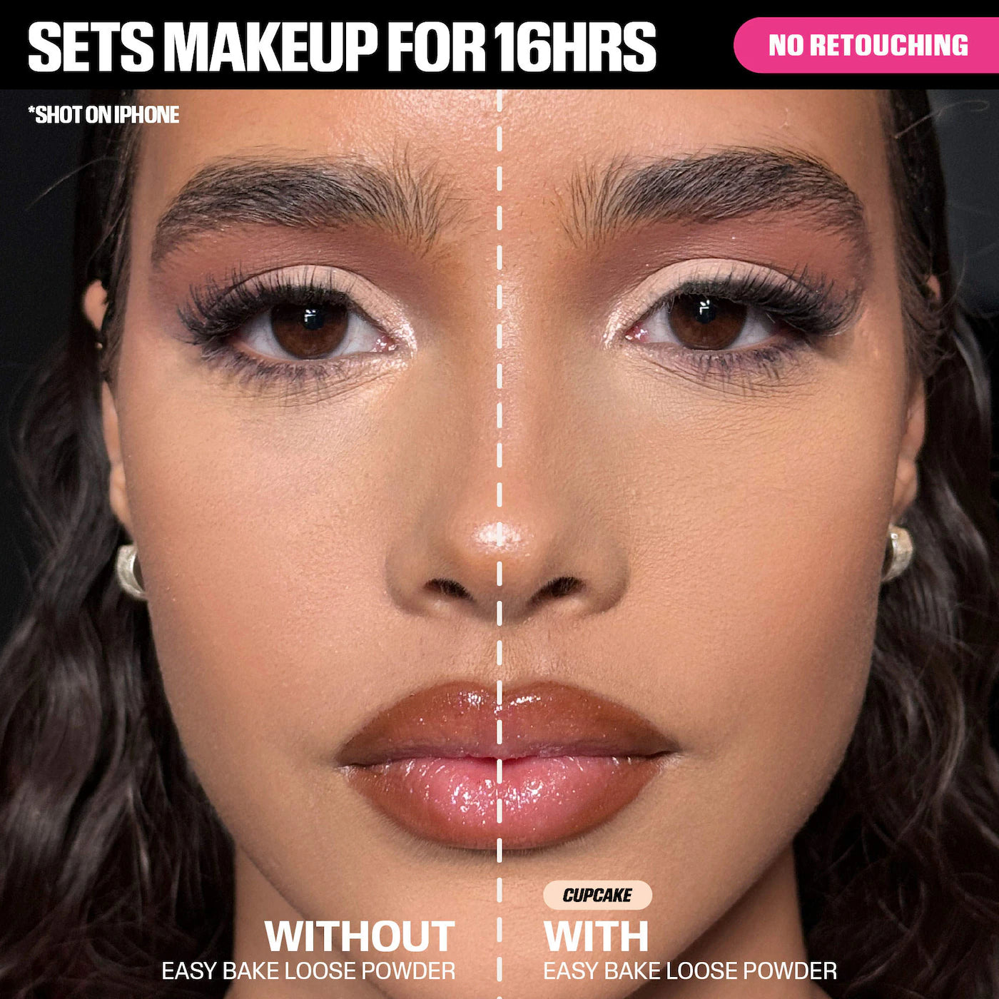 HUDA BEAUTY Easy Bake powder applied on skin