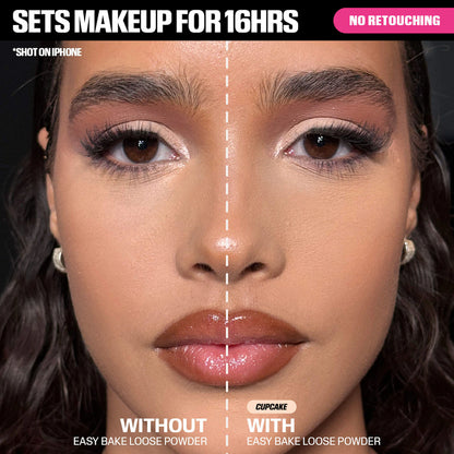 HUDA BEAUTY Easy Bake powder applied on skin