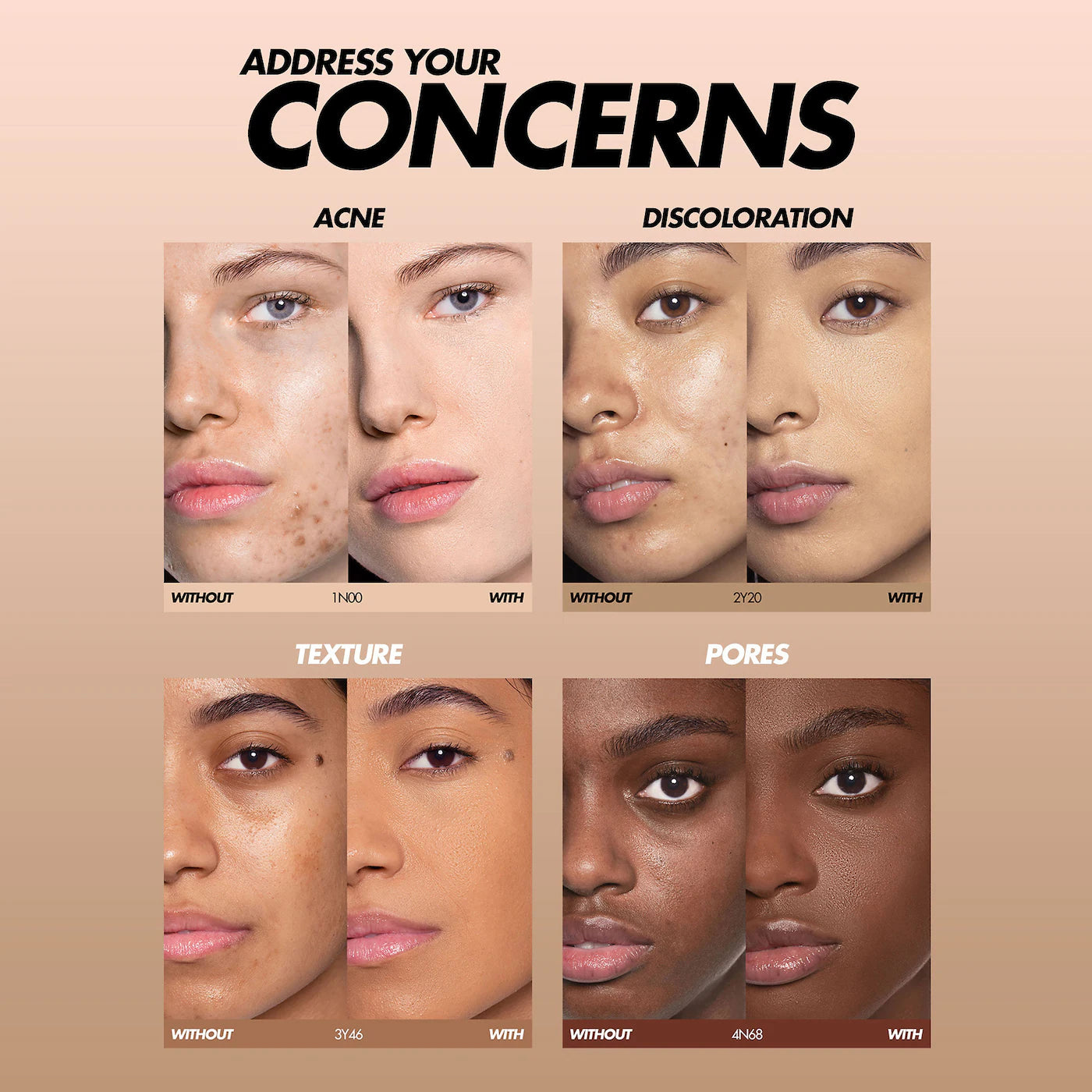 MAKE UP FOR EVER HD Skin Undetectable Foundation applied on skin before and after