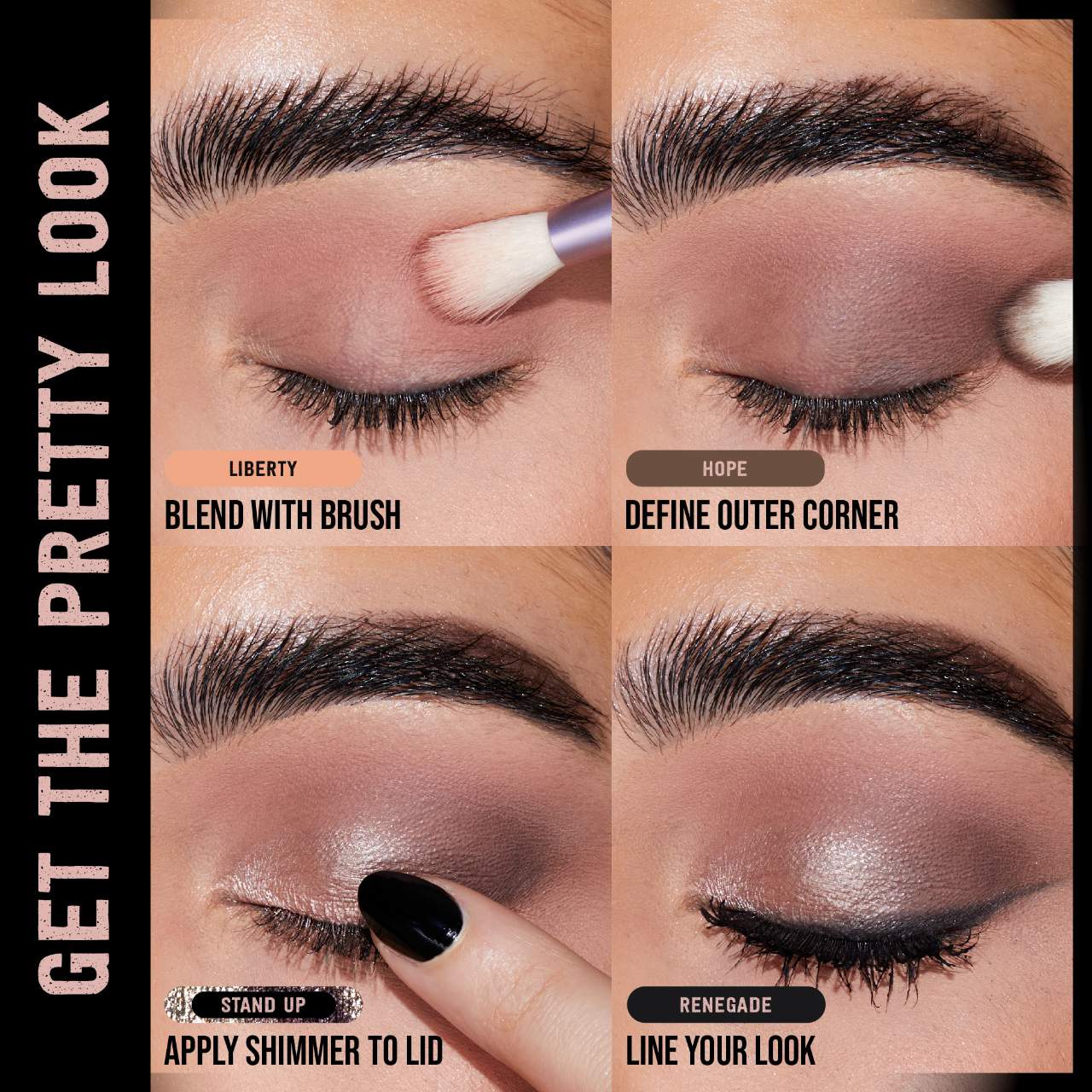 HUDA BEAUTY Pretty Grunge Eyeshadow Palette applied on eyes