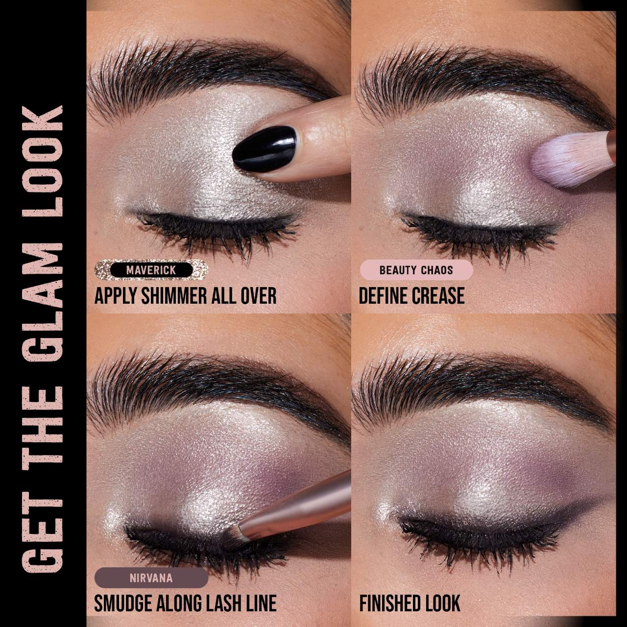 HUDA BEAUTY Pretty Grunge Eyeshadow Palette applied on eyes