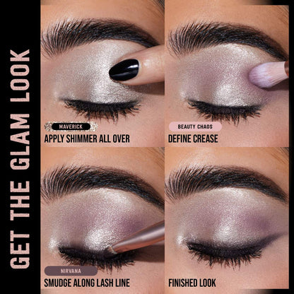 HUDA BEAUTY Pretty Grunge Eyeshadow Palette applied on eyes