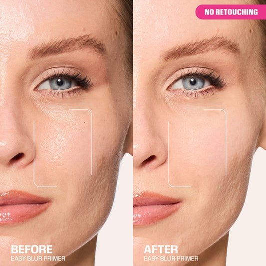 HUDA BEAUTY Easy Blur primer before and after smoothing pores